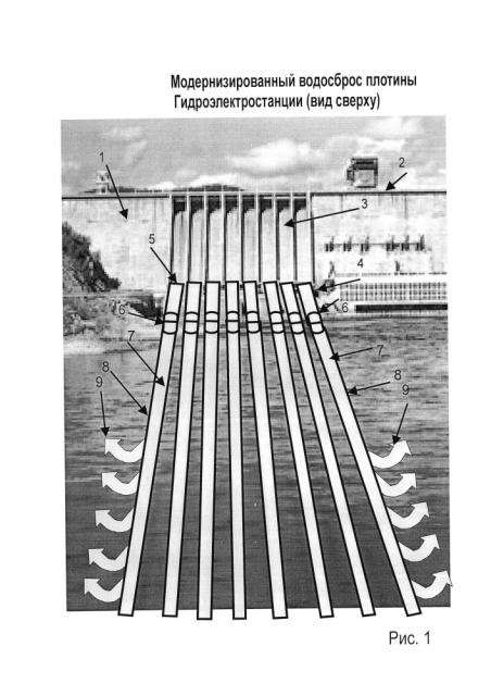 Эксплуатационный водосброс плотины гидроэлектростанции (патент 2639046)