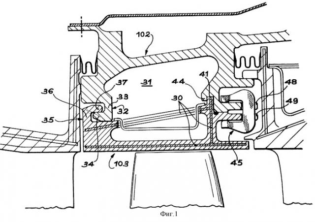 Соединение кольца, окружающего турбину, с конструкцией турбины (патент 2256082)