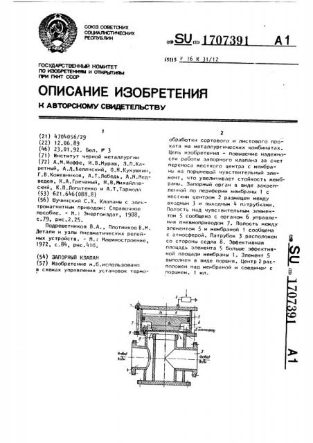 Запорный клапан (патент 1707391)