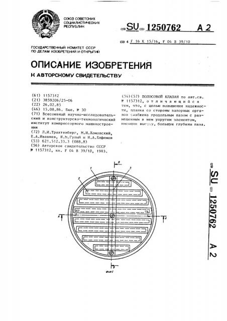 Полосовой клапан (патент 1250762)