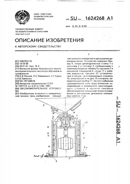 Весоизмерительное устройство (патент 1624268)