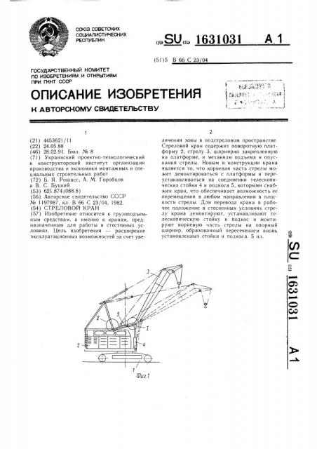 Стреловой кран (патент 1631031)