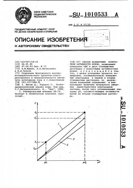 Способ калибровки измерителя активности ионов (патент 1010533)