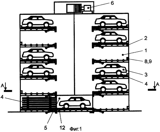 Многоэтажная стоянка для легковых автомобилей (патент 2304207)