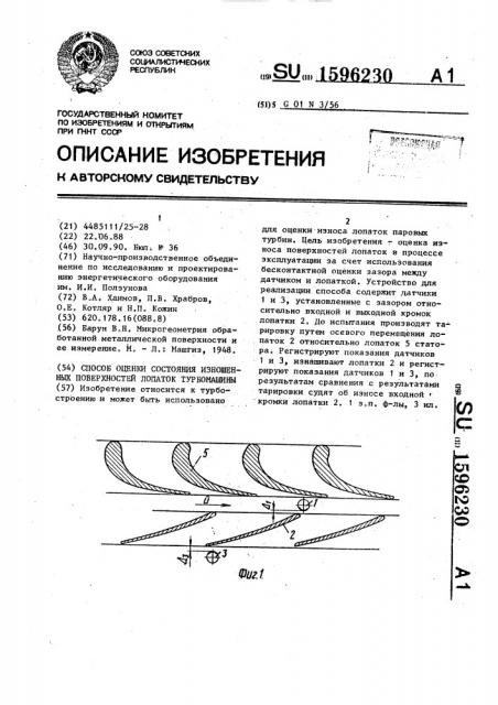 Способ оценки состояния изношенных поверхностей лопаток турбомашины (патент 1596230)