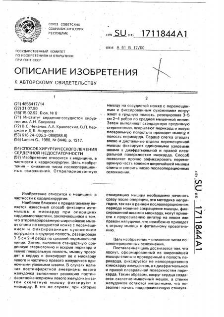 Способ хирургического лечения сердечной недостаточности (патент 1711844)