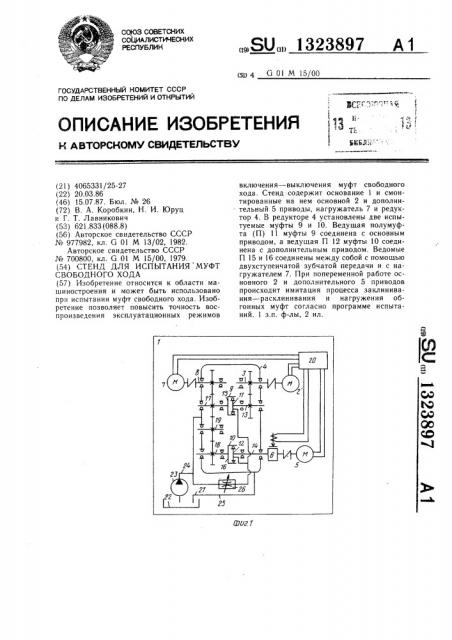 Стенд для испытания муфт свободного хода (патент 1323897)