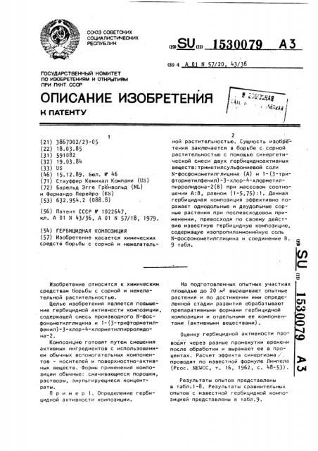 Гербицидная композиция (патент 1530079)