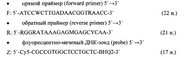 Набор олигодезоксирибонуклеотидных праймеров и флуоресцентно-меченого зонда для идентификации днк бокавируса человека (патент 2541772)