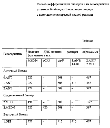 Способ дифференциации биоваров и геновариантов штаммов yersinia pestis основного подвида с помощью полимеразной цепной реакции (патент 2565554)