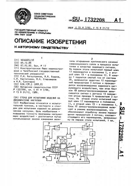 Стенд для испытания изделий на динамические нагрузки (патент 1732208)