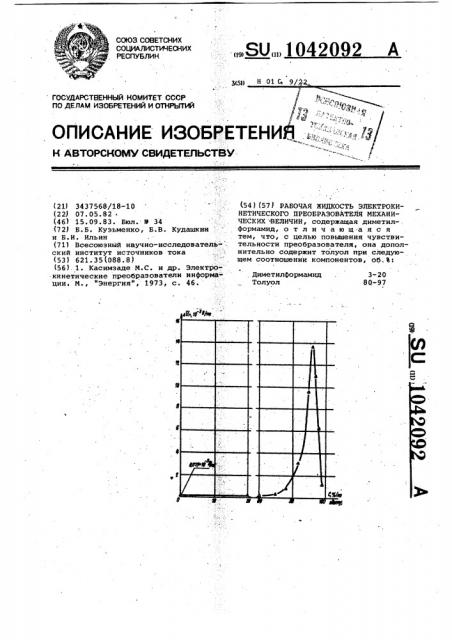 Рабочая жидкость электрокинетического преобразователя механических величин (патент 1042092)