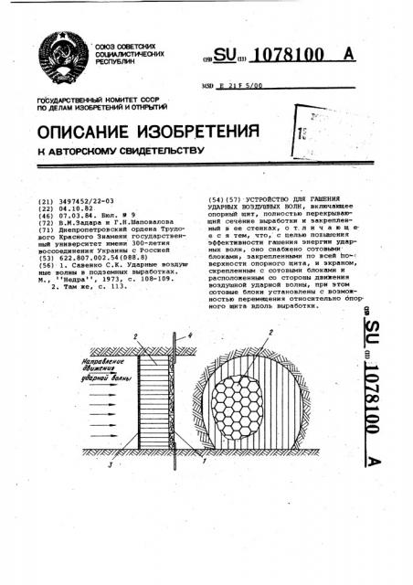 Устройство для гашения ударных воздушных волн (патент 1078100)