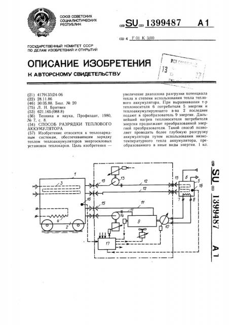 Способ разрядки теплового аккумулятора (патент 1399487)