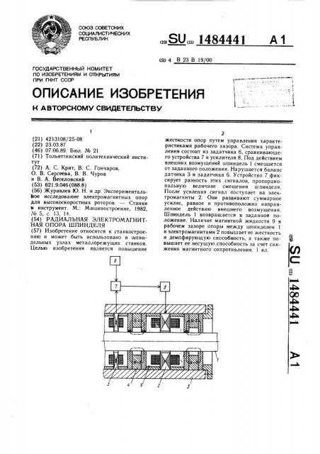 Радиальная электромагнитная опора шпинделя (патент 1484441)