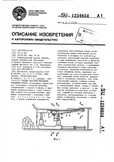 Секция шахтной механизированной крепи (патент 1234654)