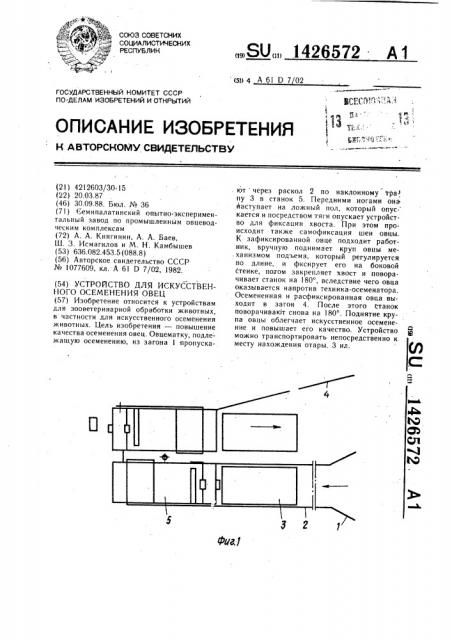 Устройство для искусственного осеменения овец (патент 1426572)