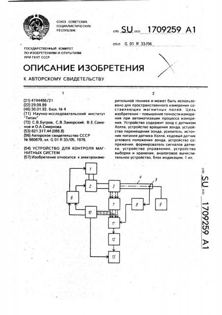 Устройство для контроля магнитных систем (патент 1709259)