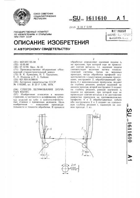 Способ шлифования зубчатых колес (патент 1611610)