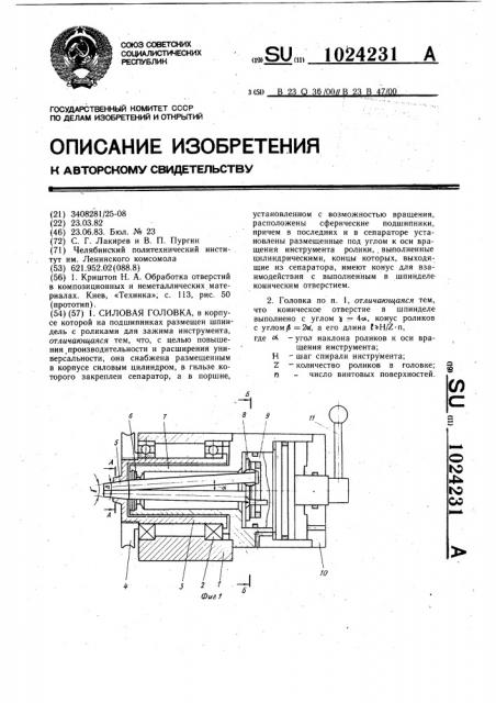 Силовая головка (патент 1024231)