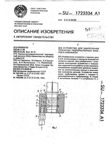 Устройство для закрепления трубчатых гидрораспорных анкеров в скважинах (патент 1723334)