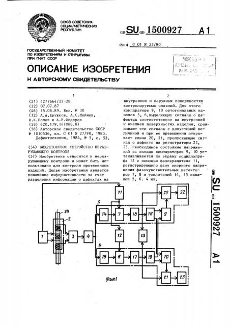 Вихретоковое устройство неразрушающего контроля (патент 1500927)