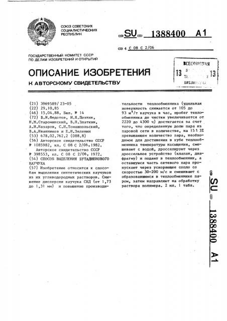 Способ выделения бутадиенового каучука (патент 1388400)