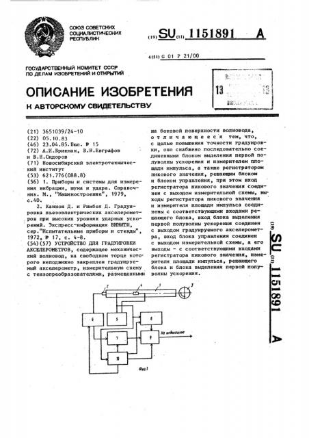 Устройство для градуировки акселерометров (патент 1151891)