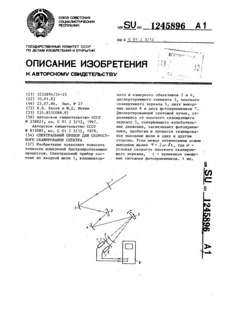 Спектральный прибор для скоростного сканирования спектра (патент 1245896)