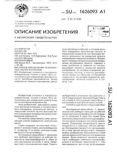 Способ определения резонансных частот колебаний (патент 1626093)