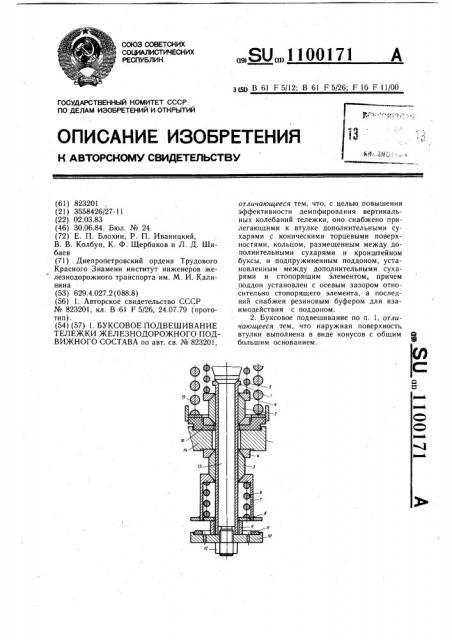 Буксовое подвешивание тележки железнодорожного подвижного состава (патент 1100171)