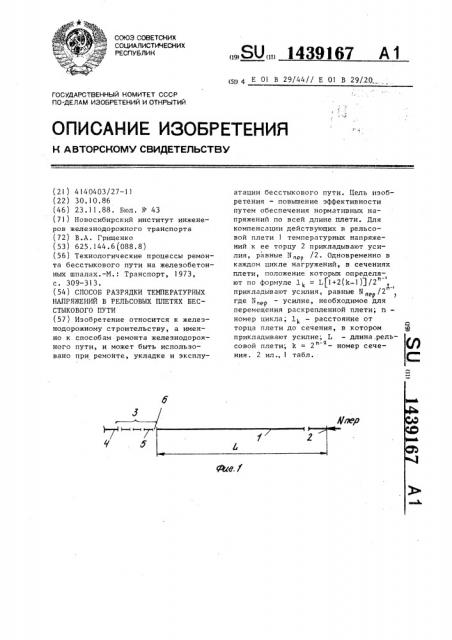 Способ разрядки температурных напряжений в рельсовых плетях бесстыкового пути (патент 1439167)