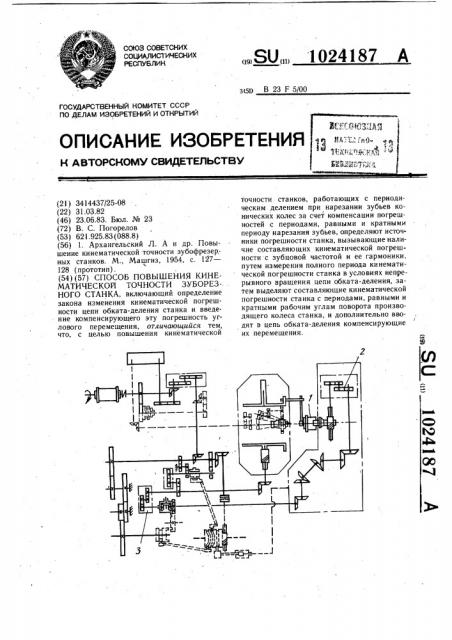 Способ повышения кинематической точности зуборезного станка (патент 1024187)