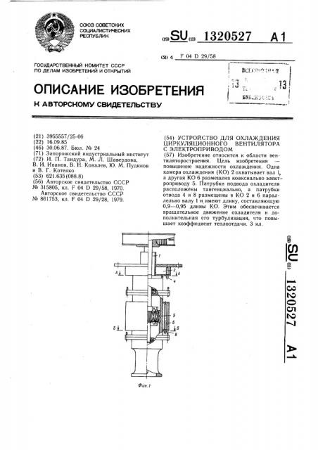 Устройство для охлаждения циркуляционного вентилятора с электроприводом (патент 1320527)