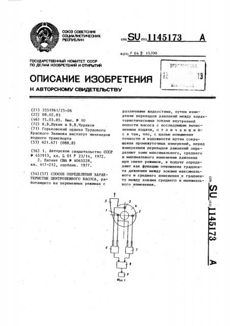 Способ определения характеристик центробежного насоса (патент 1145173)