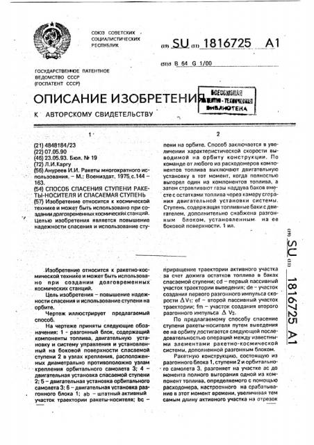 Способ спасения ступени ракеты-носителя и спасаемая ступень (патент 1816725)