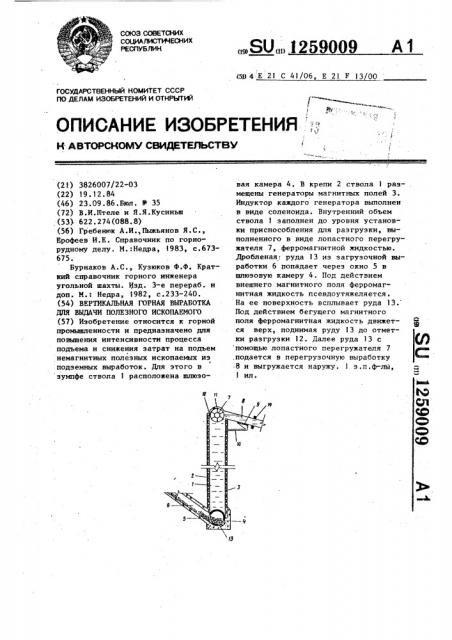 Вертикальная горная выработка для выдачи полезного ископаемого (патент 1259009)