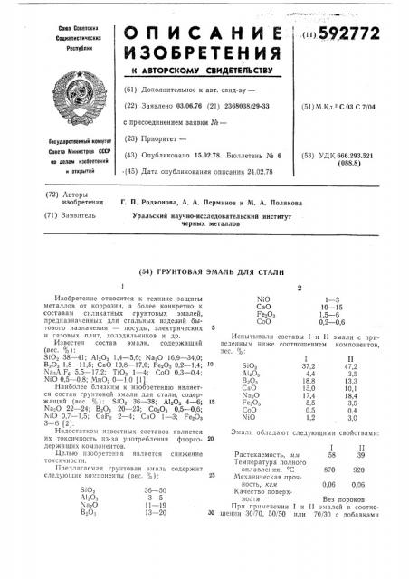 Грунтовая эмаль для стали (патент 592772)