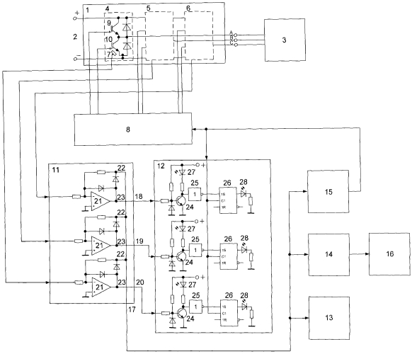 Устройство контроля тепловых режимов силовых модулей преобразователя (патент 2580936)