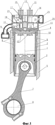 Дизельный двигатель внутреннего сгорания с камерами сгорания для высоких давлений воспламенения (патент 2405949)