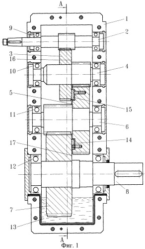 Вертикальный зубчатый редуктор (патент 2250402)
