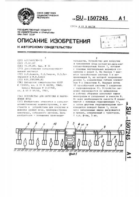 Устройство для погрузки и накопления ягод (патент 1507245)