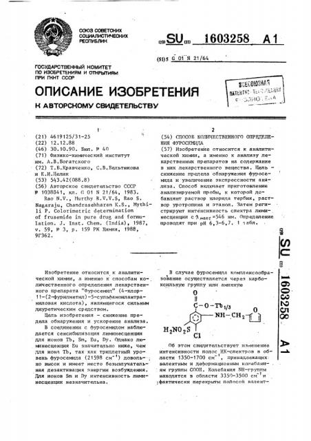 Способ количественного определения фуросемида (патент 1603258)