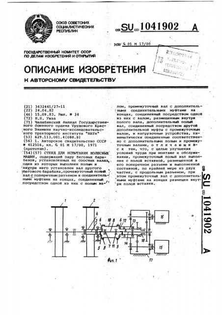 Стенд для испытания колесных машин (патент 1041902)