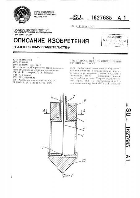Устройство для определения уровня жидкости (патент 1627685)