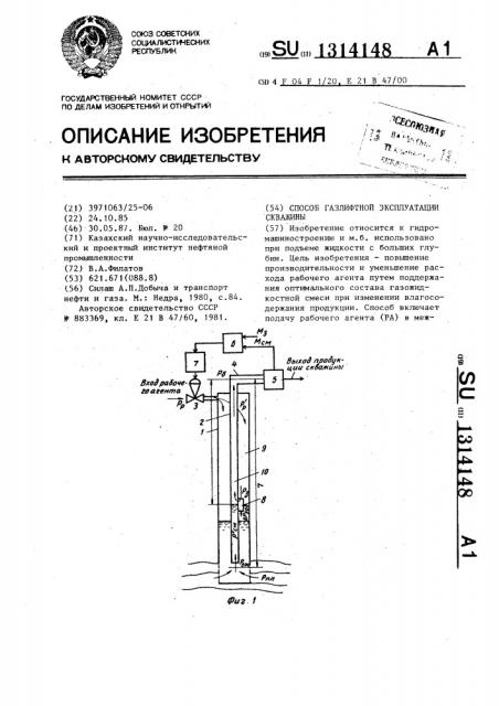 Способ газлифтной эксплуатации скважины (патент 1314148)