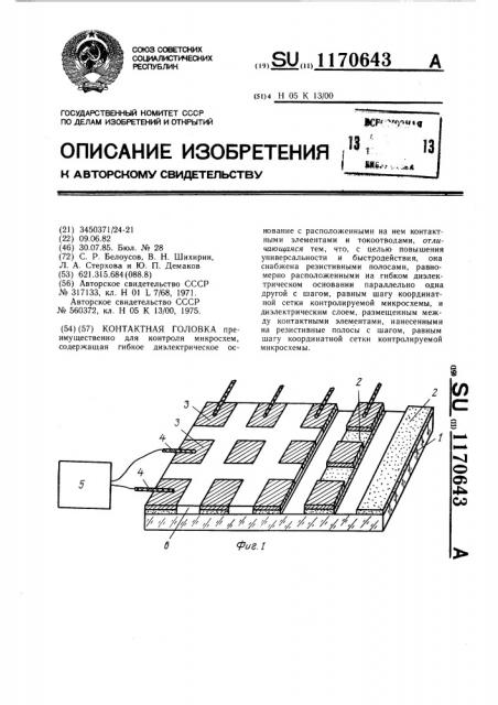 Контактная головка,преимущественно для контроля микросхем (патент 1170643)