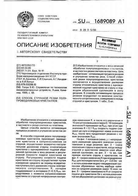 Способ струнной резки полупроводниковых кристаллов (патент 1689089)