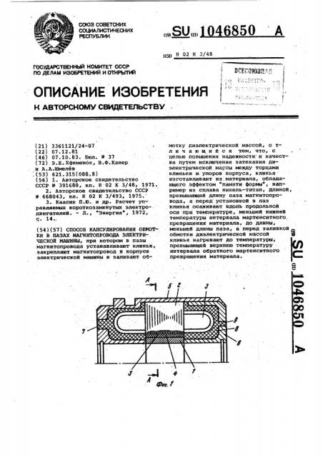 Способ капсулирования обмотки в пазах магнитопровода электрической машины (патент 1046850)