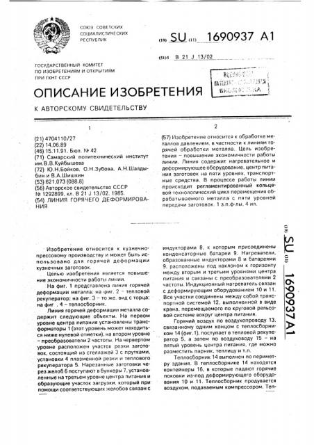 Линия горячего деформирования (патент 1690937)
